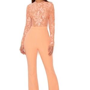 House of CB Peach Floral Jumpsuit